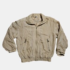 Vintage FUDA Crinkled Silk Full Zip Windbreaker Bomber Jacket S Retro 90s‎
